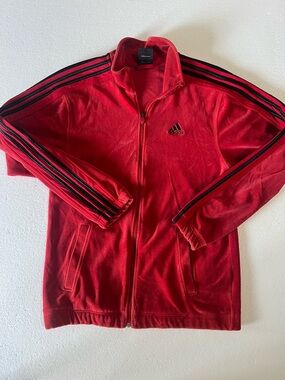 Adidas Red Jacket VelourVintage size S/M